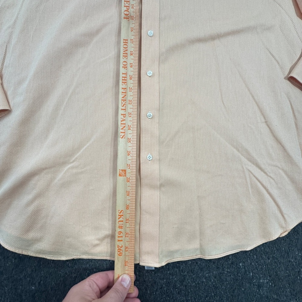 Paul Fredrick Dress Shirt Mens 19-37 Peach Pinpoint Oxford Button Down Cotton - Picture 3 of 11